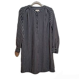 LOFT Outlet Striped 1/4 Button Long Sleeve Shirt Dress Size S